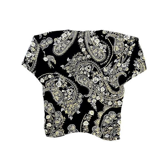 JM Collection Black Gold Paisley Print Top Womens Size M NWT - Picture 9 of 9